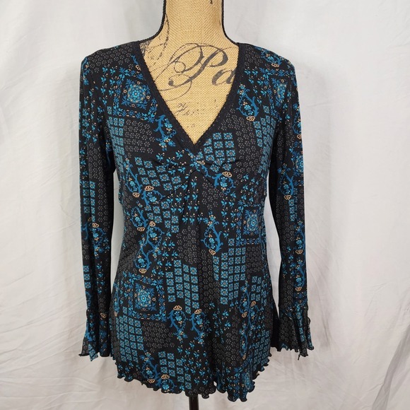 INC International Concepts Tops - Vtg Y2K INC International Concepts Size MP Whimsigoth Goth Mesh Babydoll Blouse